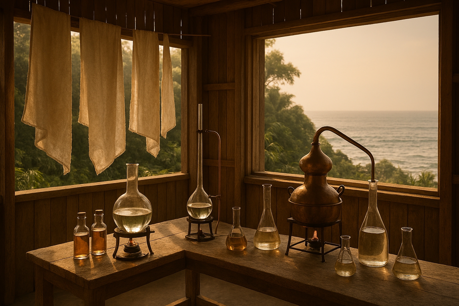 Processo de destilação da aroeira